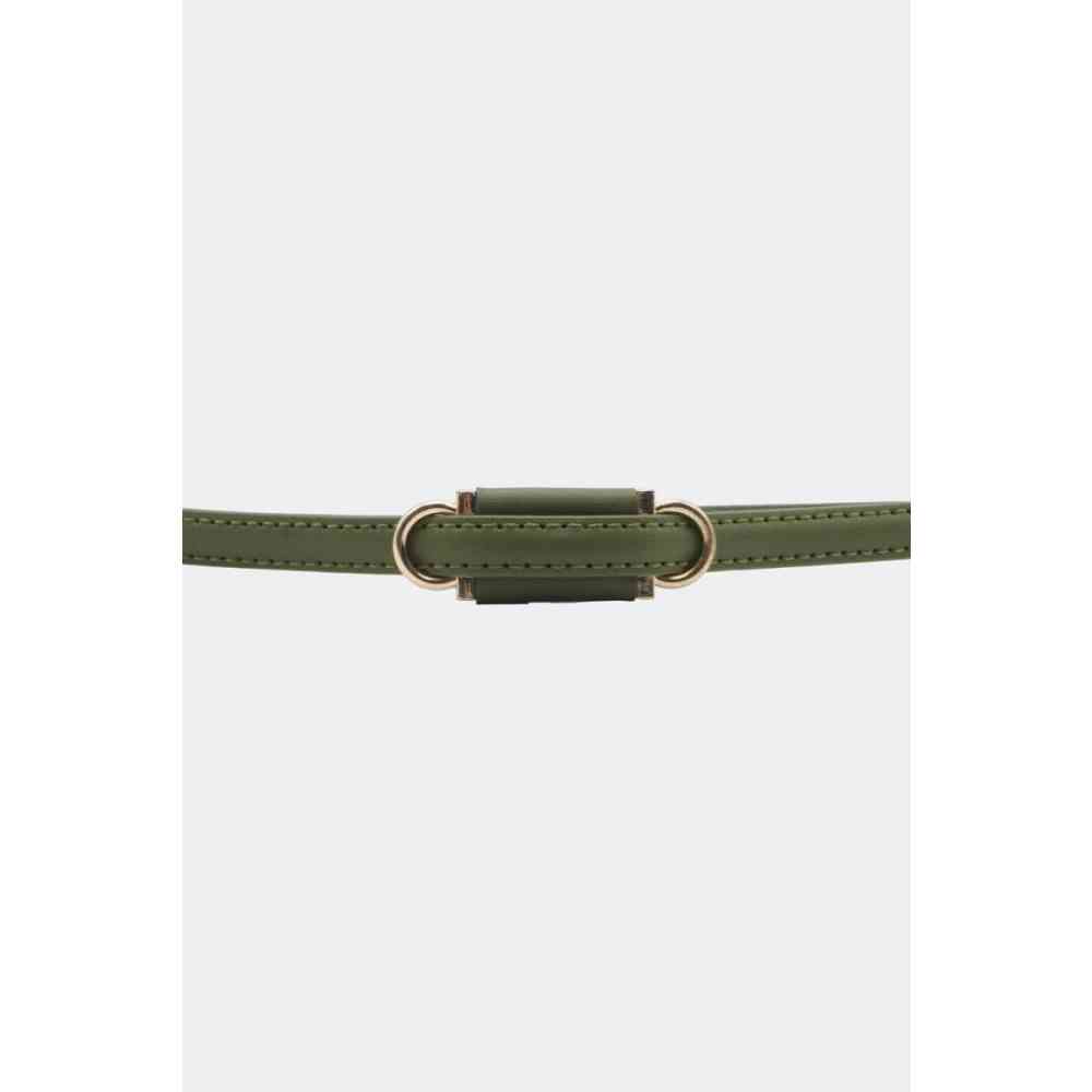 Voodoo Vixen - Gold Buckle Skinny Leather TaillengÃ¼rtel - GrÃ¼n